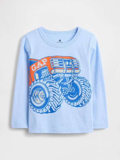 Açık Mavi Grafik Baskılı T-shirt