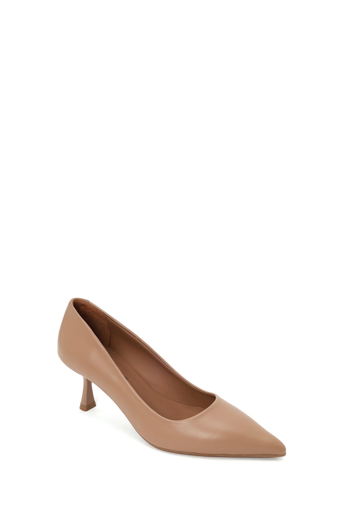 Kadın Bej Ince Topuklu Deri Stiletto