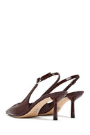 Kadın Bordo Arkası Açık Ince Topuklu Deri Ayakkabı