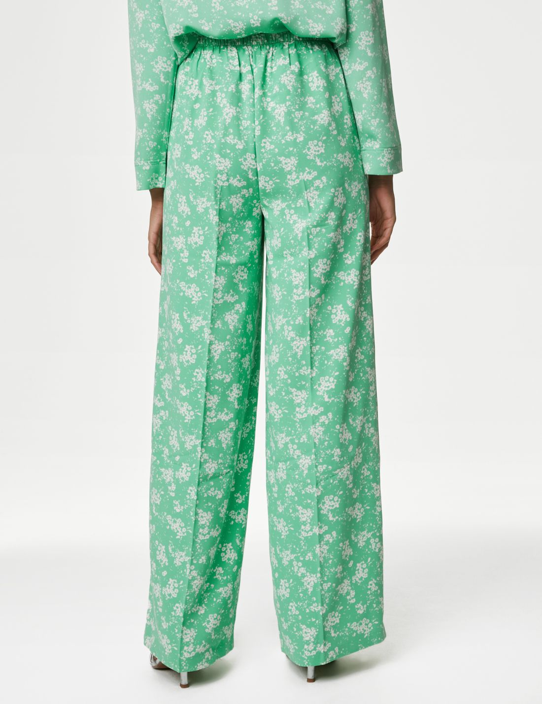 Çiçek Desenli Wide Leg Pantolon
