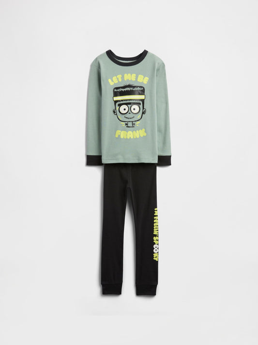 Yeşil Frankenstein Grafik Baskılı Pijama Takımı