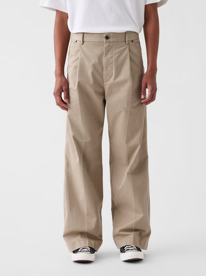 Bej Gap × Malbon Pileli Baggy Khaki Pantolon