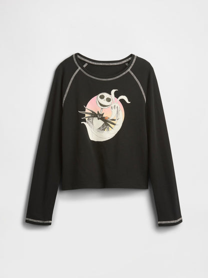 Siyah Gap × Disney The Nightmare Before Christmas Raglan T-shirt