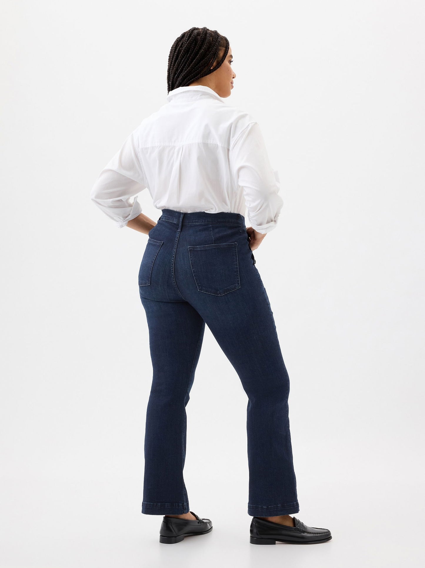 Lacivert Mid Rise Bootcut Jean Pantolon