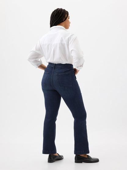 Lacivert Mid Rise Bootcut Jean Pantolon