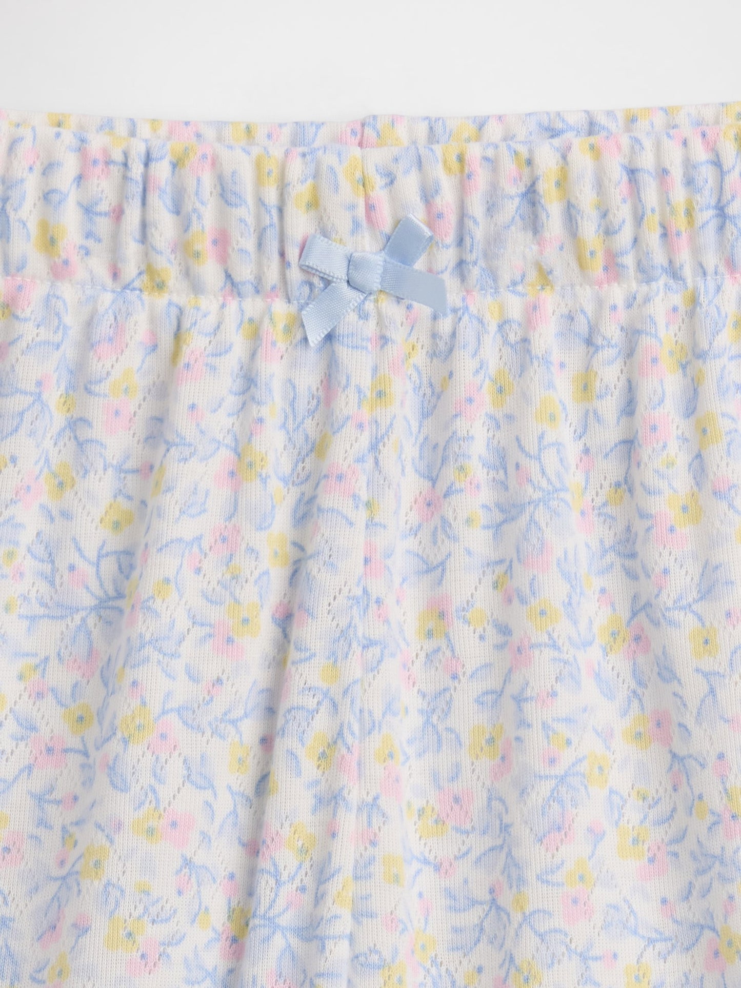 Beyaz Recycled Pointelle Pijama Şort Takım
