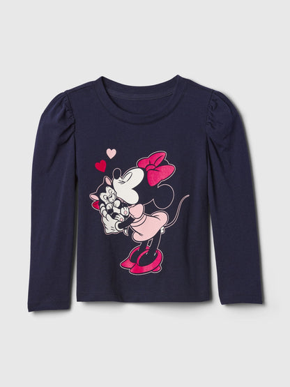Lacivert Balon Kol Disney Grafik T-shirt