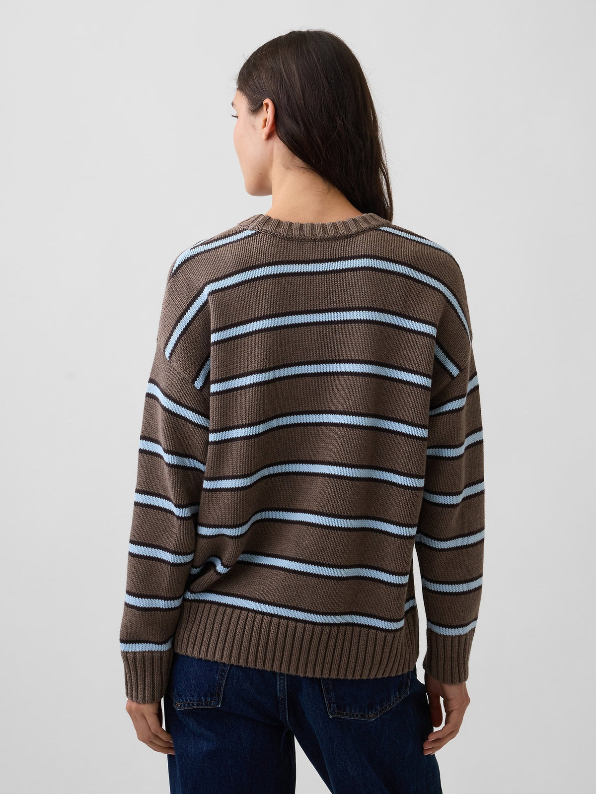 Kahverengi 100% Pamuk Oversized Kazak