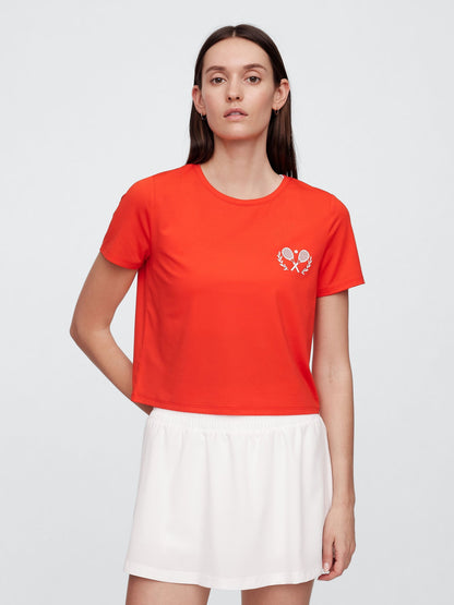 Kırmızı Gapfit Brushed Jersey Crop T-shirt