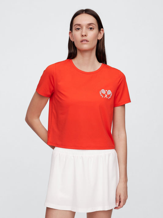 Kırmızı Gapfit Brushed Jersey Crop T-shirt