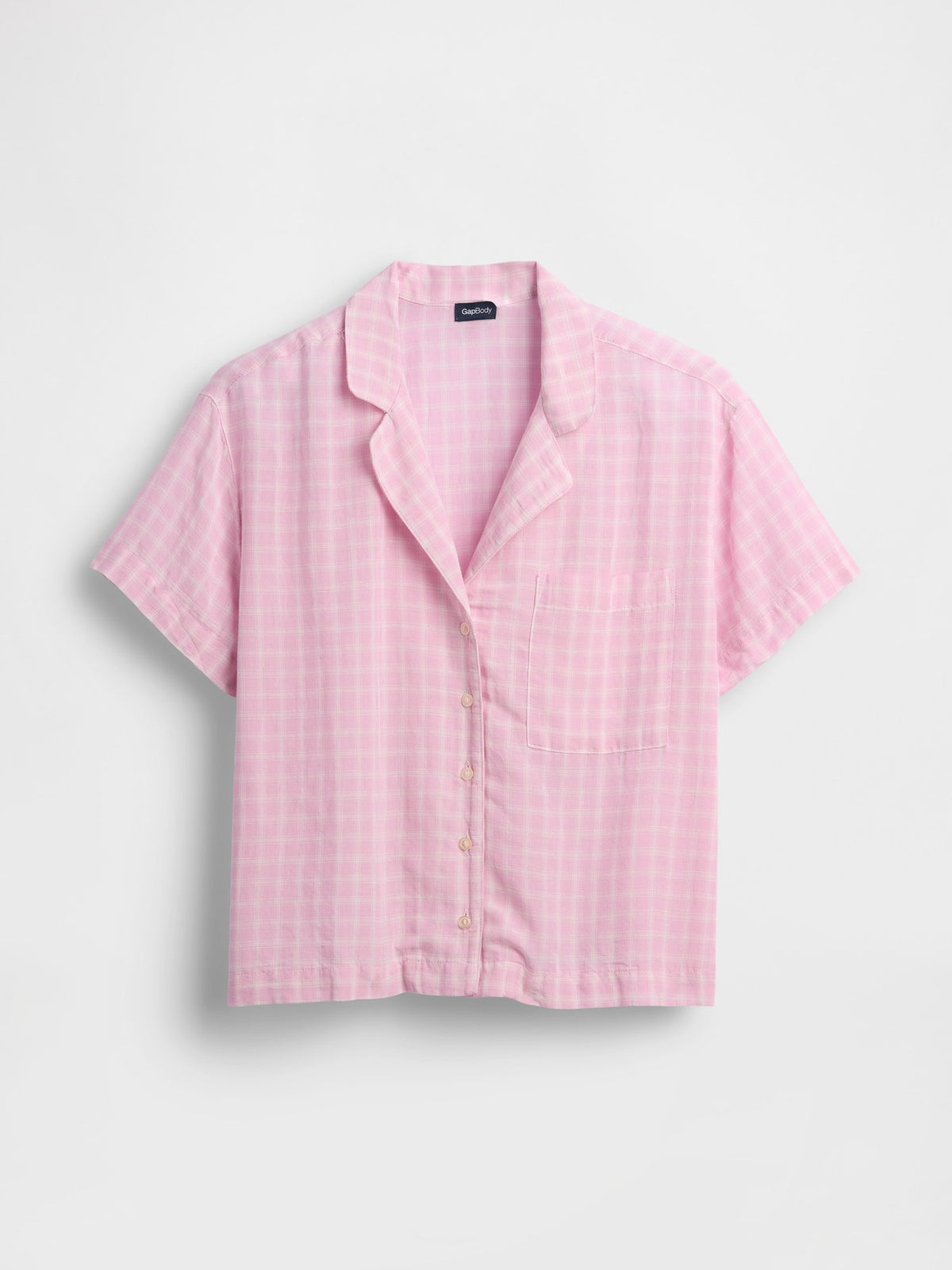 Pembe Crinkle Gauze Oversized Pijama Üstü