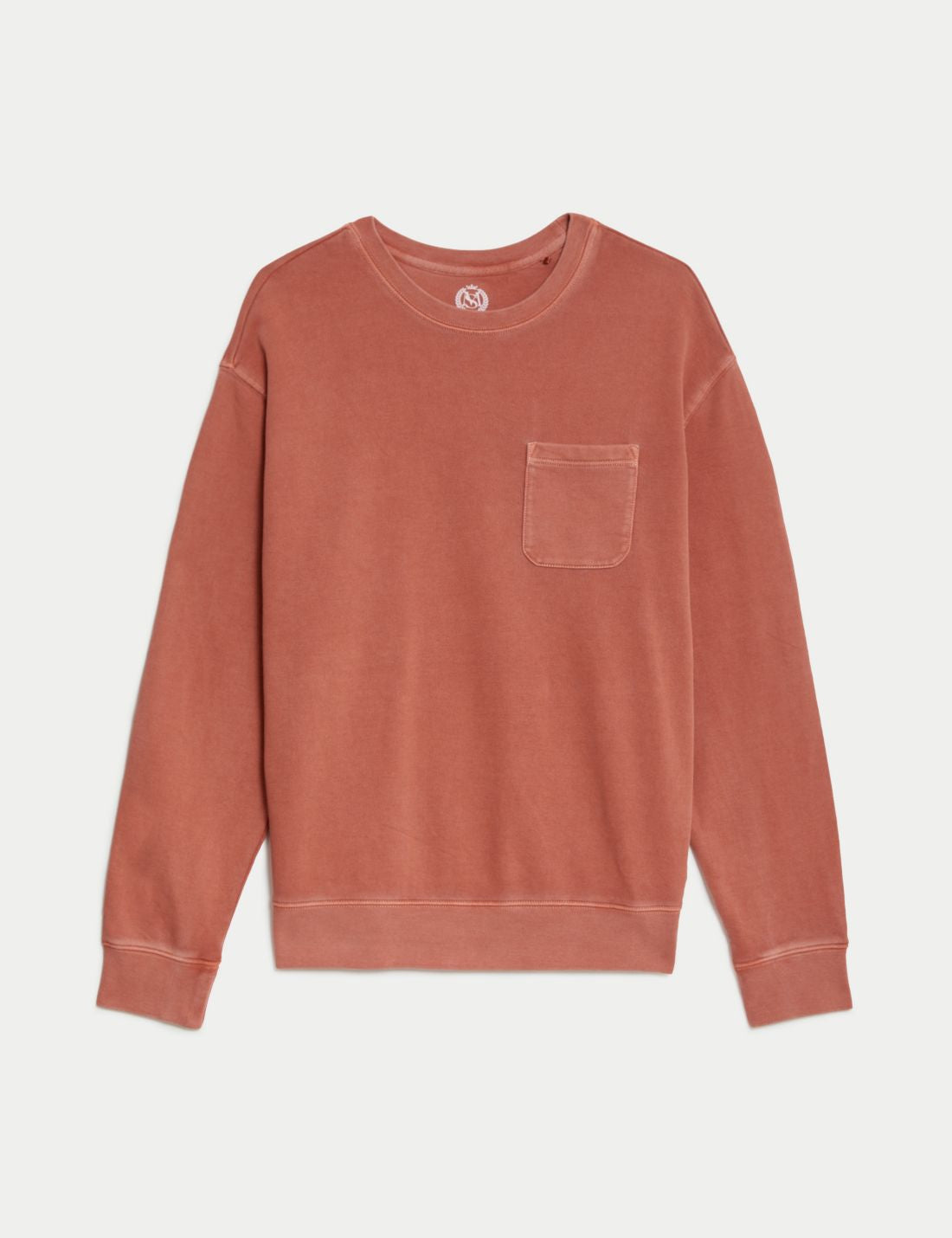 Saf Pamuklu Yuvarlak Yaka Sweatshirt