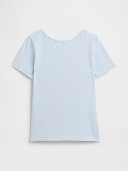 Açık Mavi Grafik Baskılı T-shirt