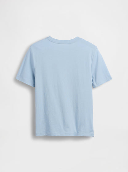 Açık Mavi Grafik Baskılı T-shirt