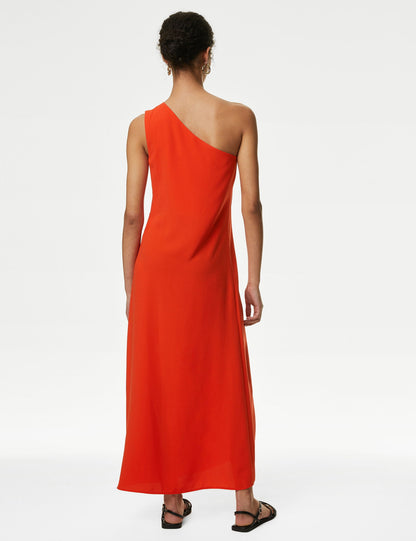 Regular Fit Tek Omuz Midi Elbise
