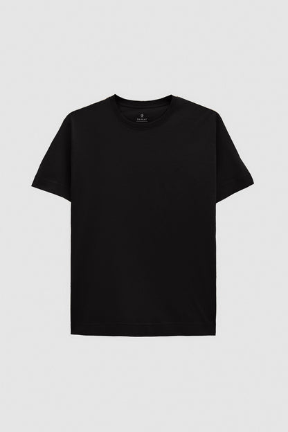 Damat Regular Fit Siyah %100 Pamuk Merserize T-shirt
