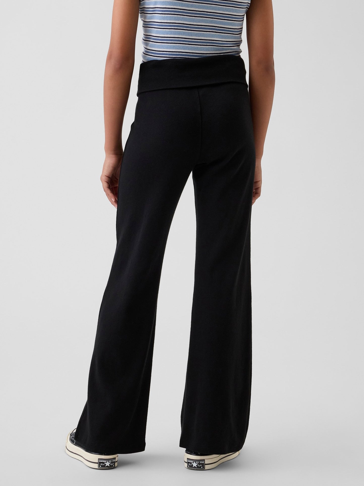 Siyah Foldover Flare Leggings Tayt