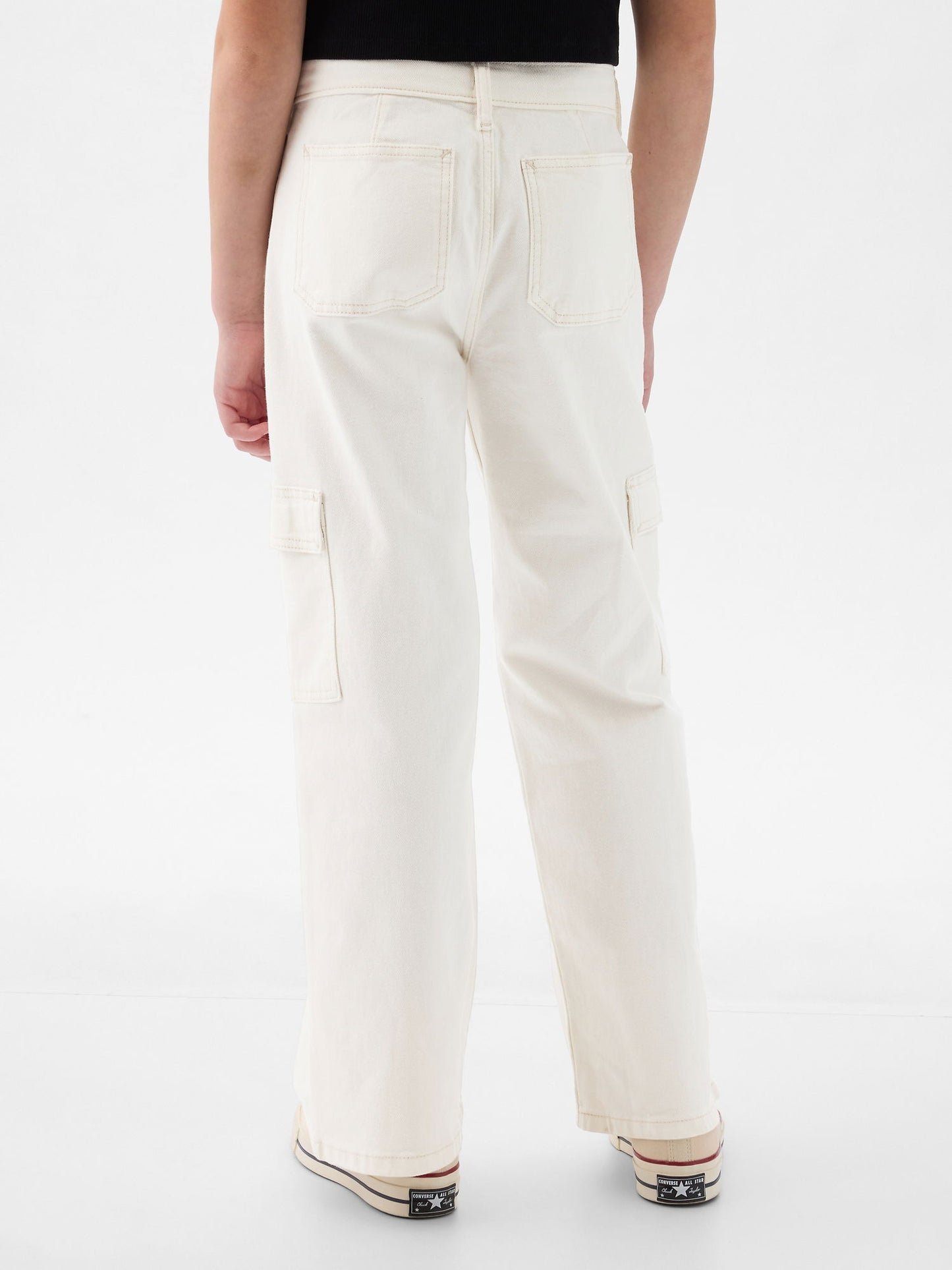 Beyaz Low Rise Stride Wide-leg Jean Pantolon