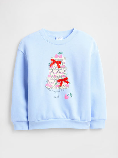 Açık Mavi Grafik Baskılı Sweatshirt