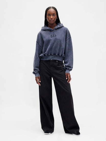 Lacivert Vintagesoft Crop Logo Sweatshirt