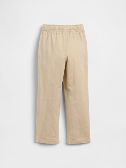 Bej Pull-on Tapered Keten Karışımı Pantolon