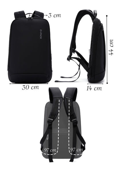D-pack Erkek Siyah Teknolojik Kumaş Hardcase Sırt Çantası