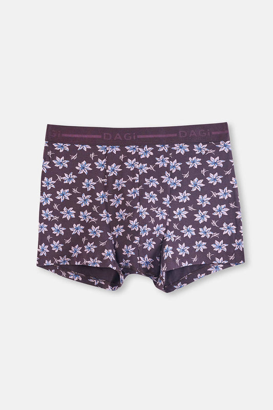 Kahverengi Pamuk Desenli Boxer