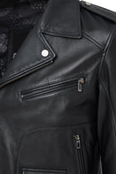 Carter Erkek Siyah Biker Deri Mont