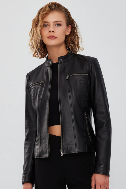 Marlyn Kadın Siyah Kısa Deri Ceket