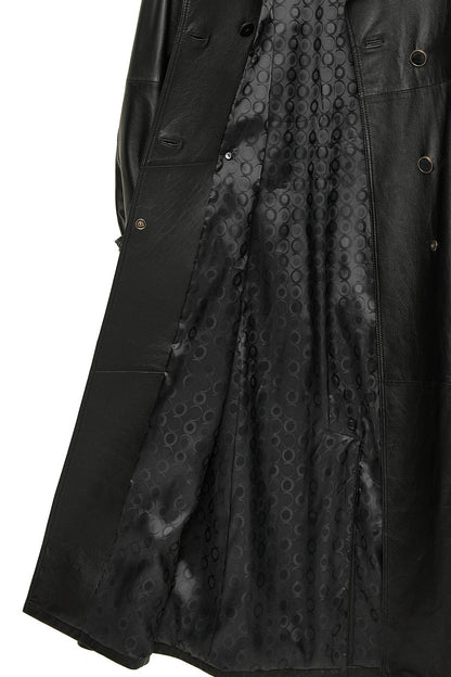 Jenny Kadın Siyah Yaka Kürklü Kemer Detaylı Deri Trençkot