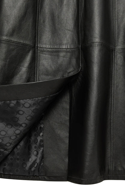 Jenny Kadın Siyah Yaka Kürklü Kemer Detaylı Deri Trençkot