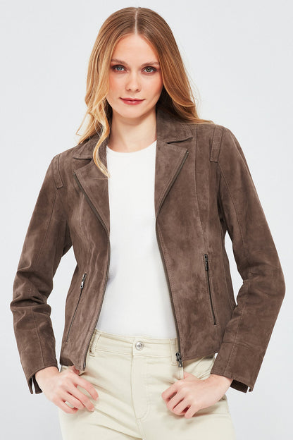 Lara Kadın Vizon Süet Deri Ceket