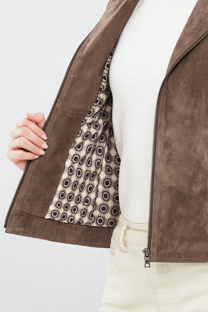 Lara Kadın Vizon Süet Deri Ceket