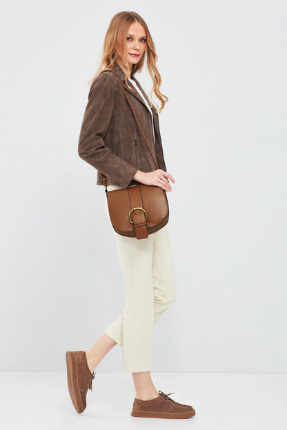 Lara Kadın Vizon Süet Deri Ceket