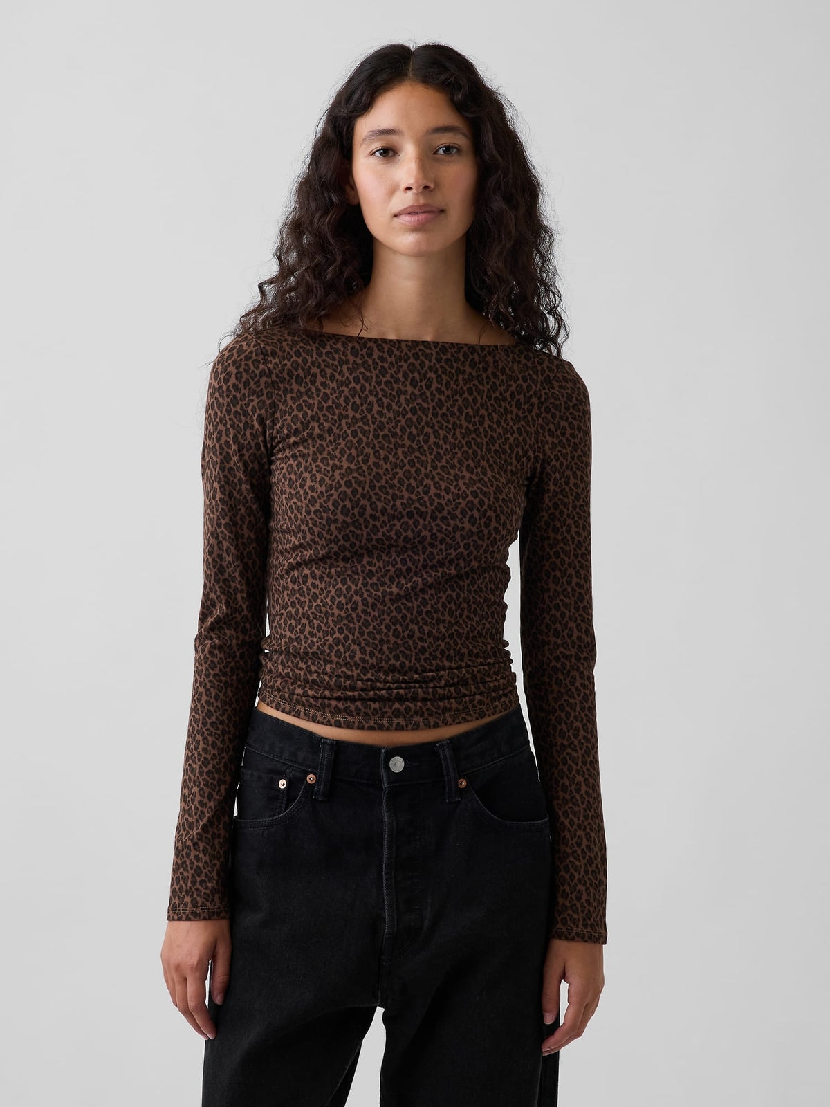 Koyu Kahverengi Closeknit Jersey Scoop-back T-shirt