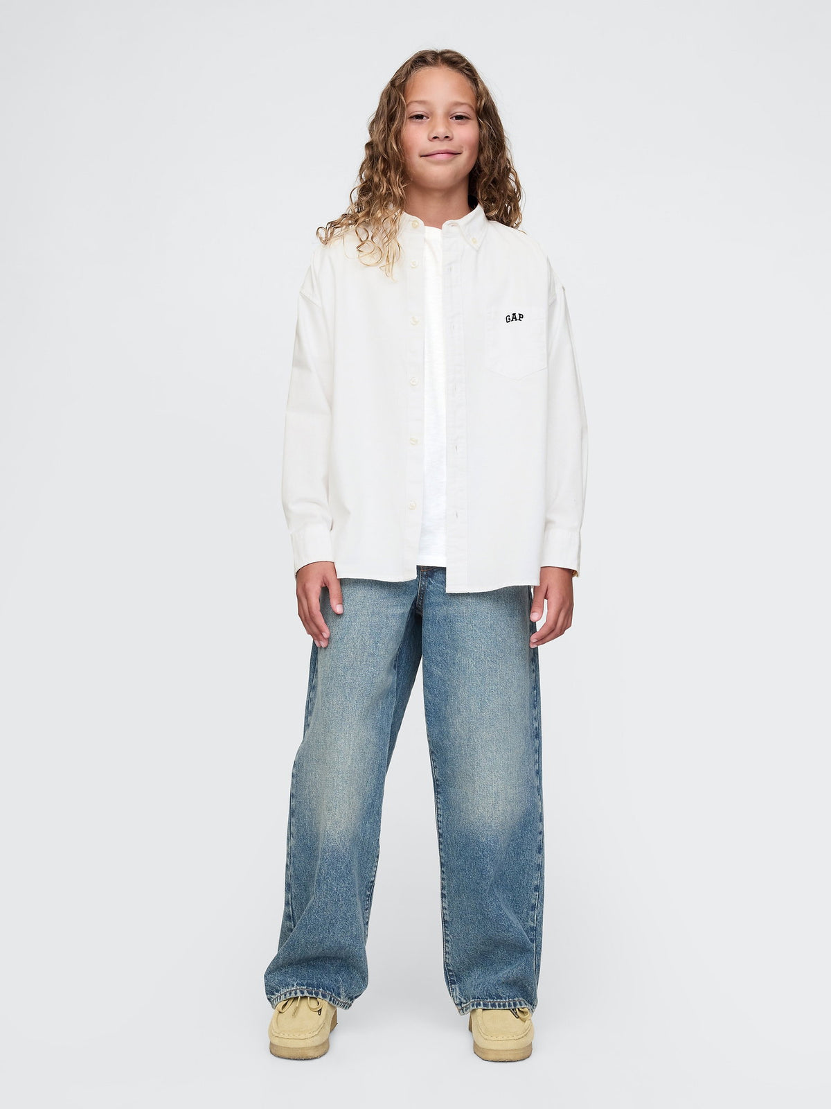 Beyaz Mini Gap Logo Oxford Gömlek