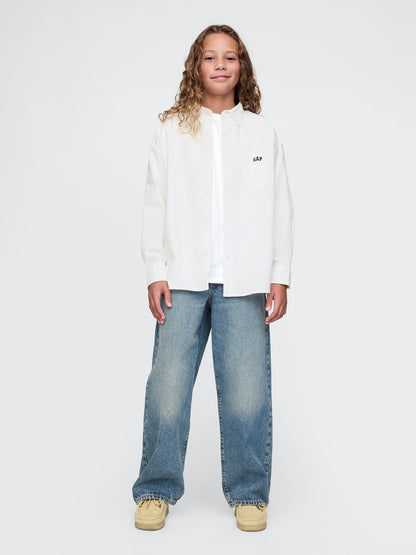 Beyaz Mini Gap Logo Oxford Gömlek