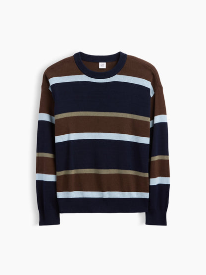 Lacivert Relaxed Textured Bisiklet Yaka Kazak