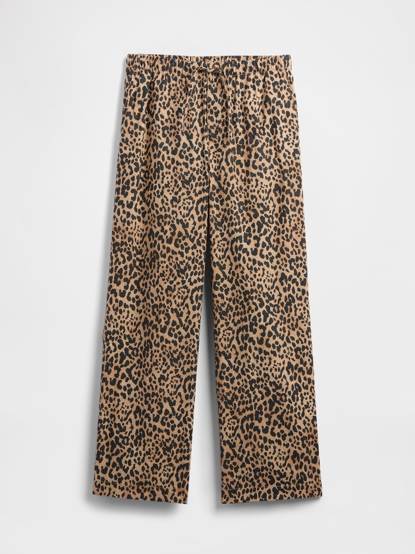 Kahverengi Mid Rise Keten Karışımlı Pull-on Wide-leg Pantolon