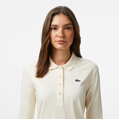 Lacoste Kadın Regular Fit Uzun Kollu Krem Polo