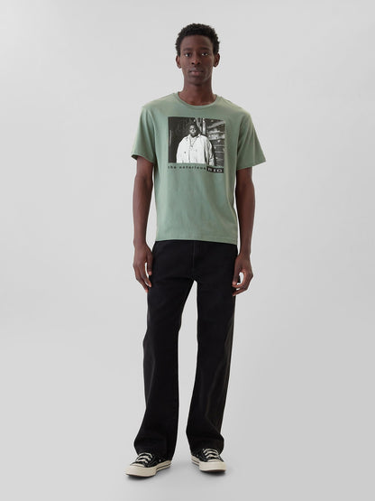 Yeşil Biggie Grafikli T-shirt