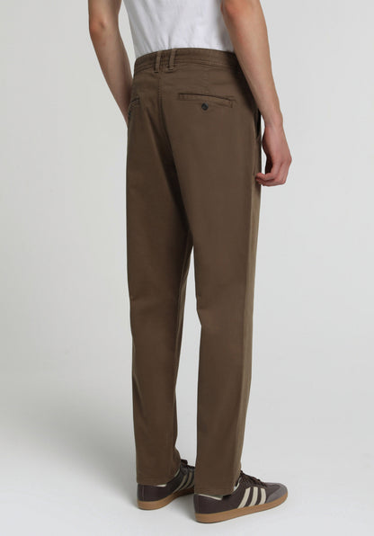 Regular Fit Orta Bel Düz Paça Erkek Kahverengi Pantolon