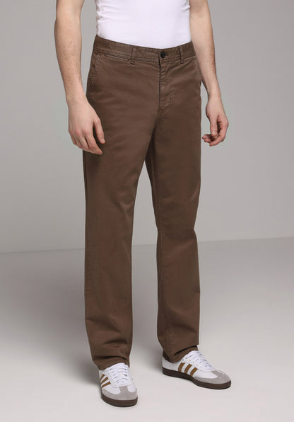 Regular Fit Orta Bel Düz Paça Erkek Kahverengi Pantolon