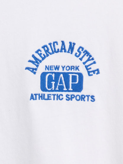 Beyaz Heavyweight Gap Logo Relaxed Crop T-shirt