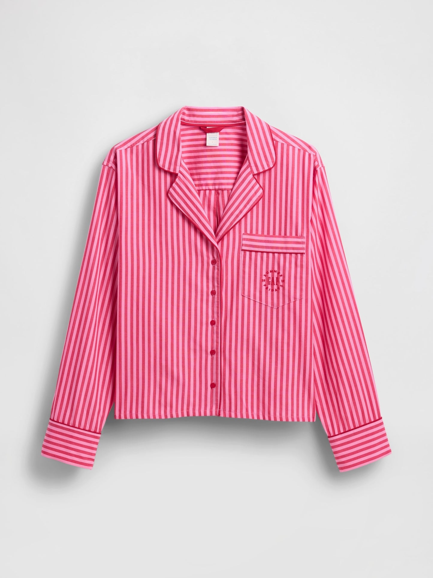 Kırmızı Gap × Summer Fridays Relaxed Poplin Çizgili Pijama Üstü