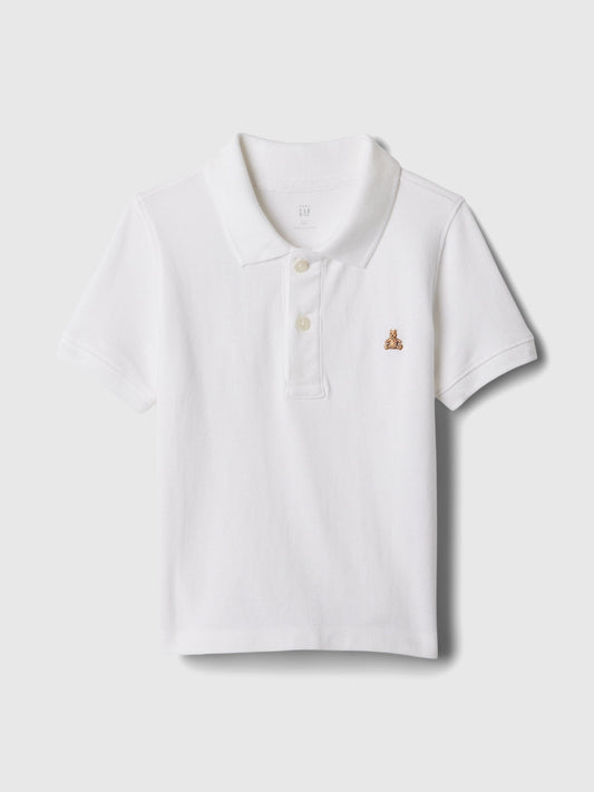 Beyaz Brannan Bear Işlemeli Pique Polo Yaka T-shirt
