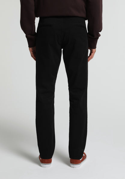Slim Fit Orta Bel Düz Paça Erkek Siyah Düğmeli Pantolon