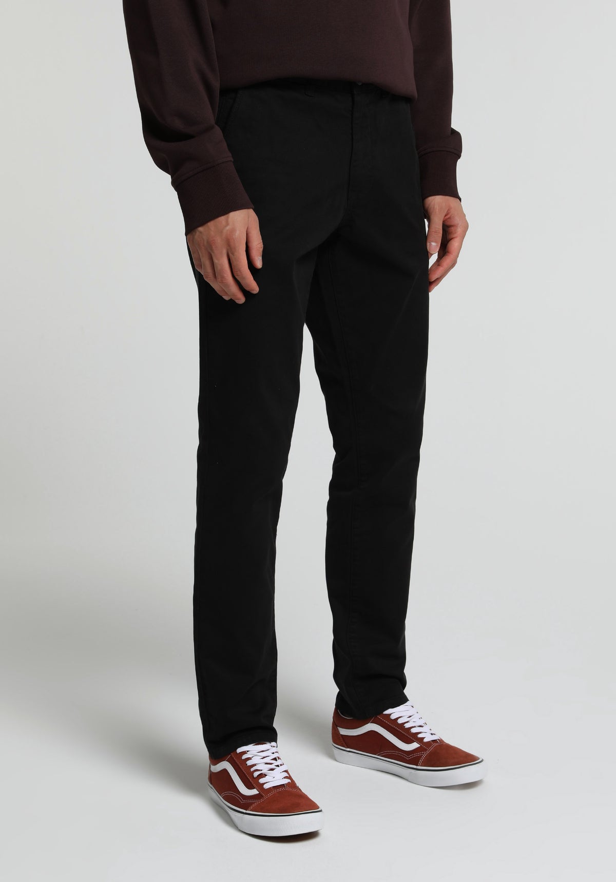 Slim Fit Orta Bel Düz Paça Erkek Siyah Düğmeli Pantolon