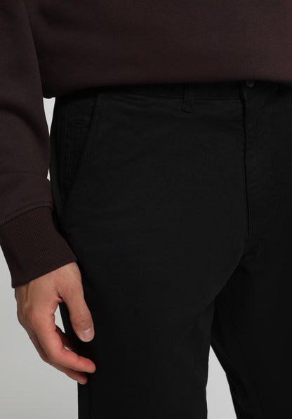 Slim Fit Orta Bel Düz Paça Erkek Siyah Düğmeli Pantolon