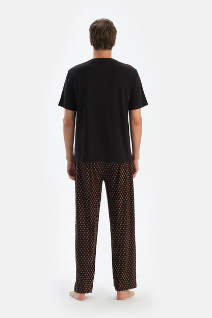 Lacivert Patlı Kısa Kollu Tişört Pantolon Pijama Takımı